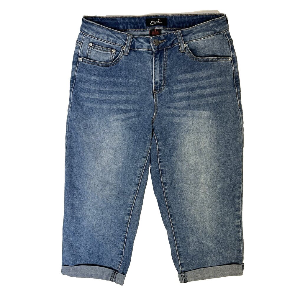 Earl Capri Jeans Womens Size 10 Blue American Flag Pockets Patriotic Beaded